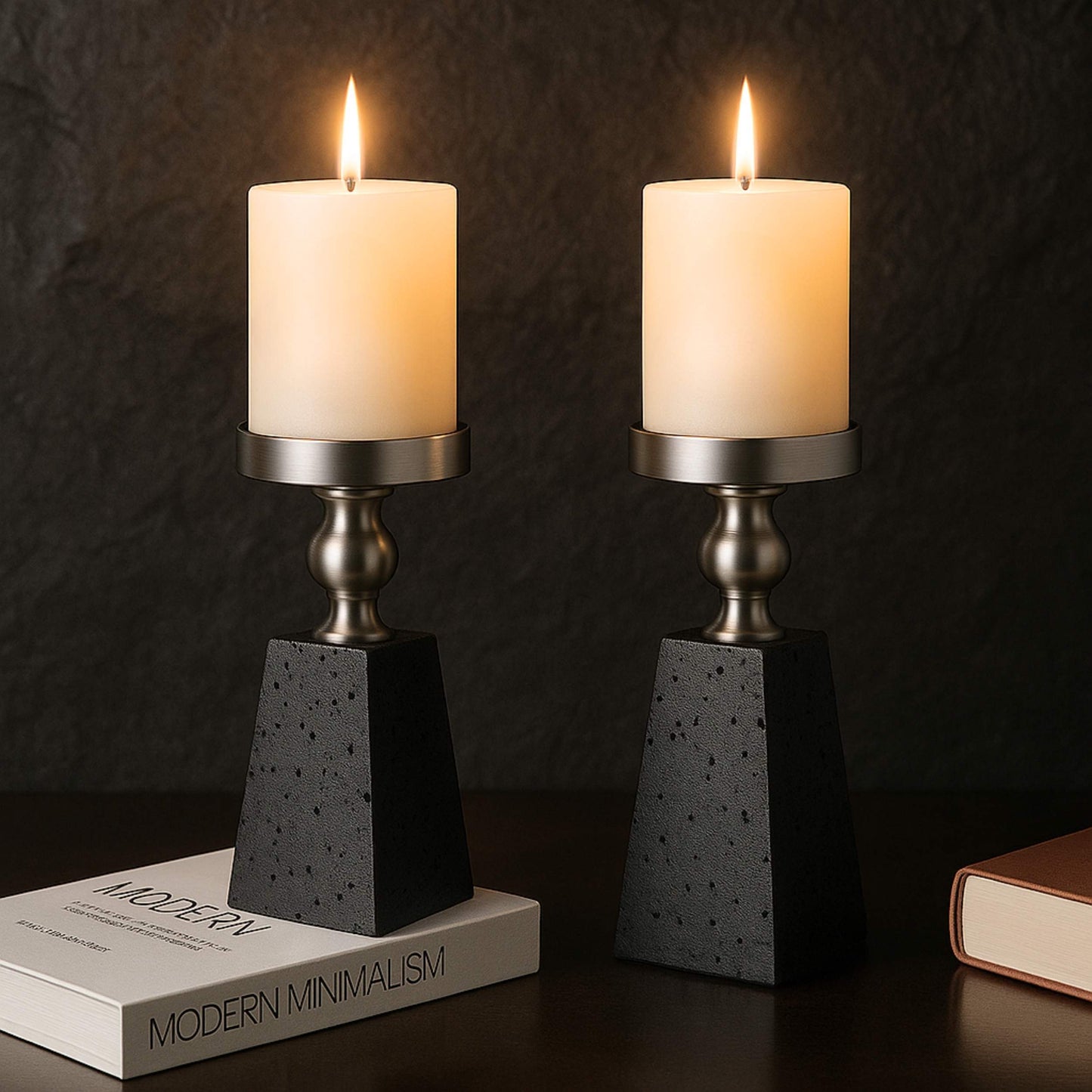 Ljusstake i äkta marmor – 22x7 cm för blockljus