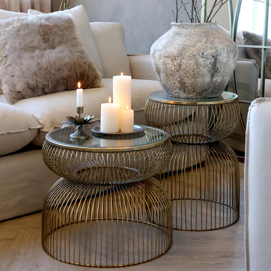 Chic Antique – sidobord i Järn & Glas (Rund, Vintage Svart)