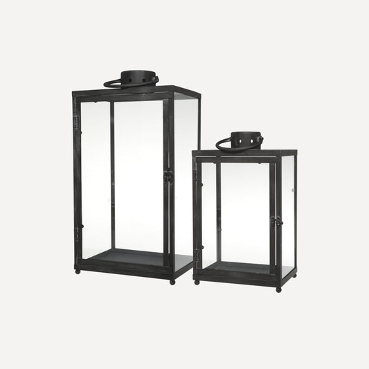 Chic Antique – Lanternor i Järn & Glas, Set om 2 (Vintage Svart)
