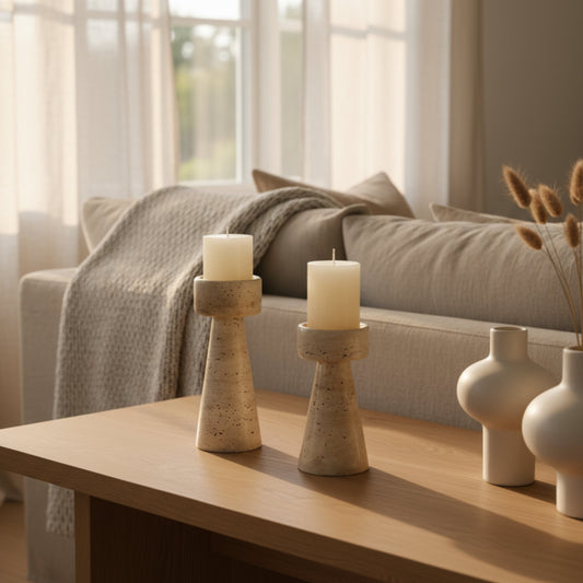 Ljusstake Travertin – unikt naturmönster blockljus