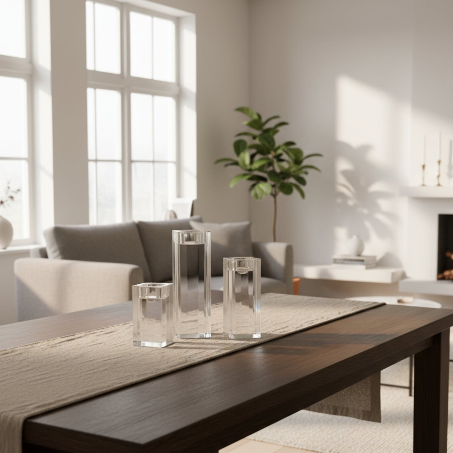 Ljushållare i kristallglas – Set om 3