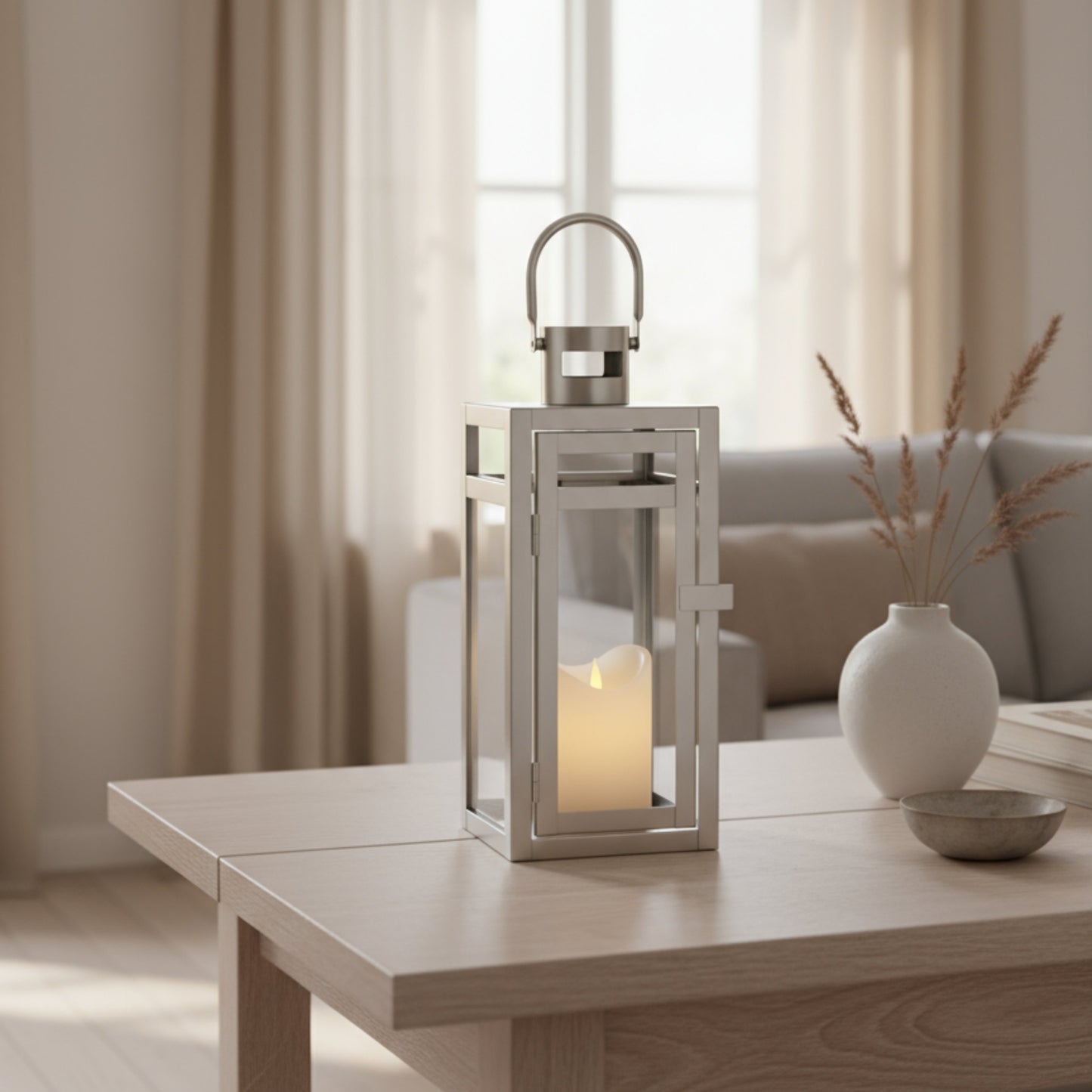 Ljuslykta silver, härdat glas, 30x13 cm – Frostglans