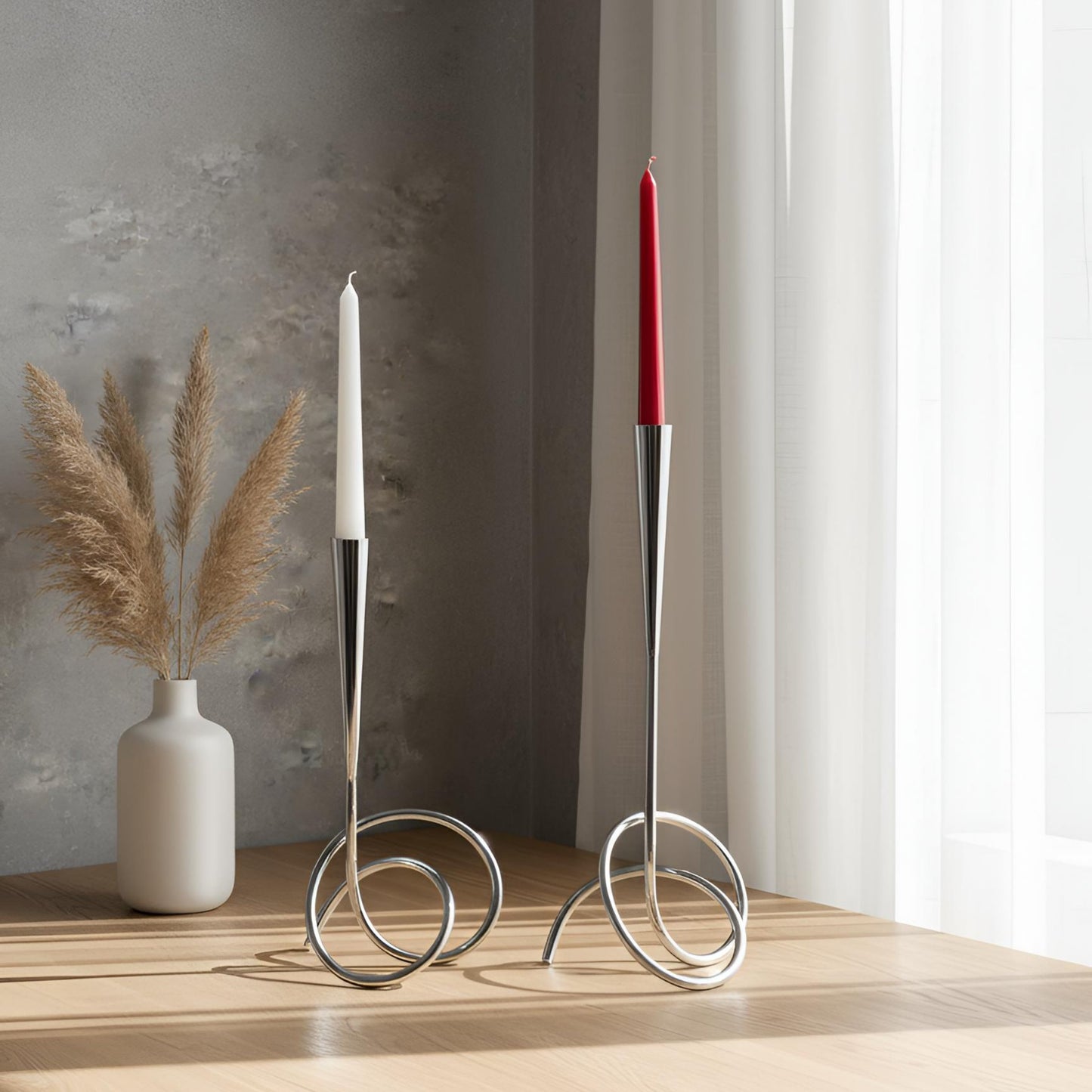 Designljusstake silver finish - 2 pack