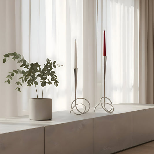 Designljusstake silver finish - 2 pack