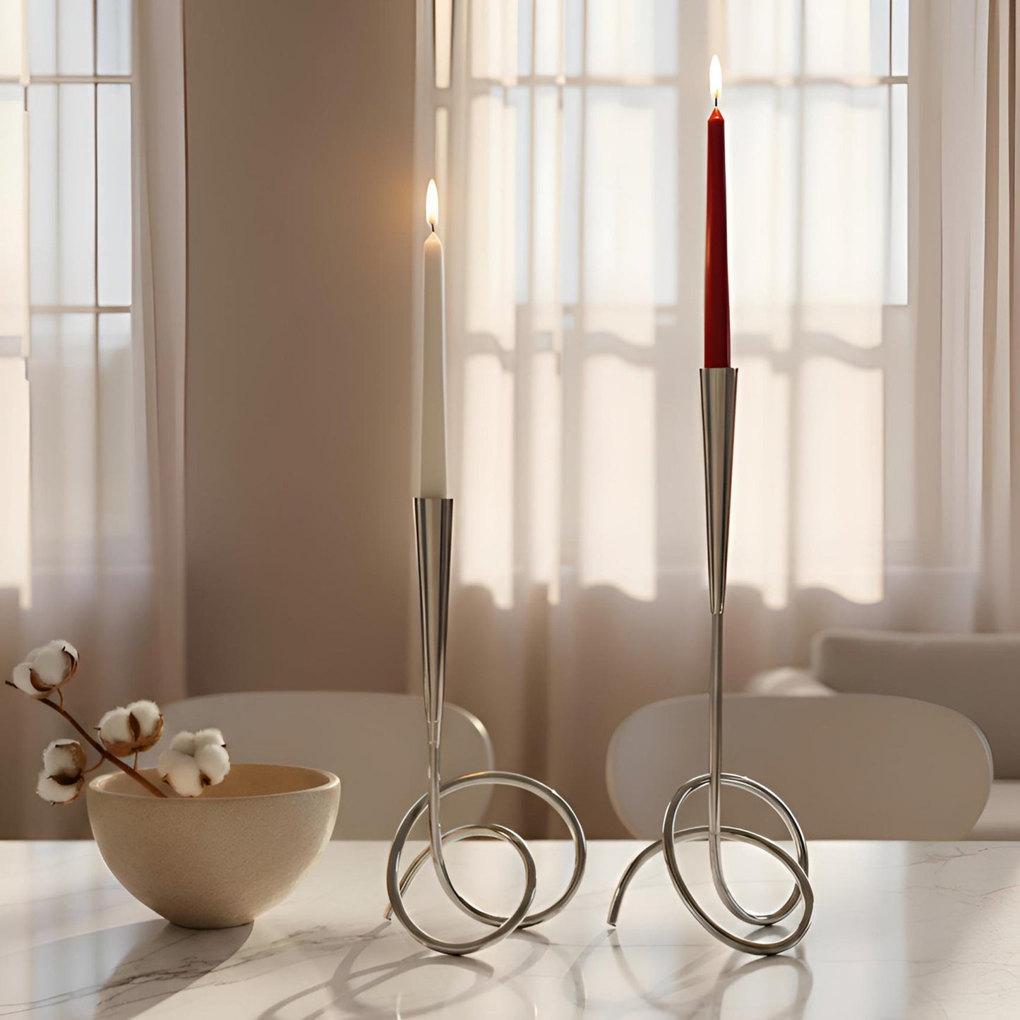 Designljusstake silver finish - 2 pack