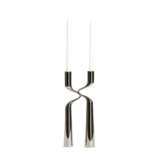 Kromad ljusstake i modern minimalistisk design, 30x14 cm – Silvéra