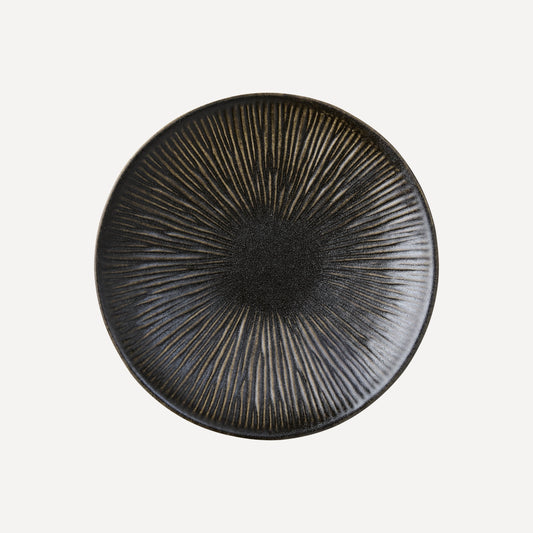 Mörkbrun tallrik i stengods