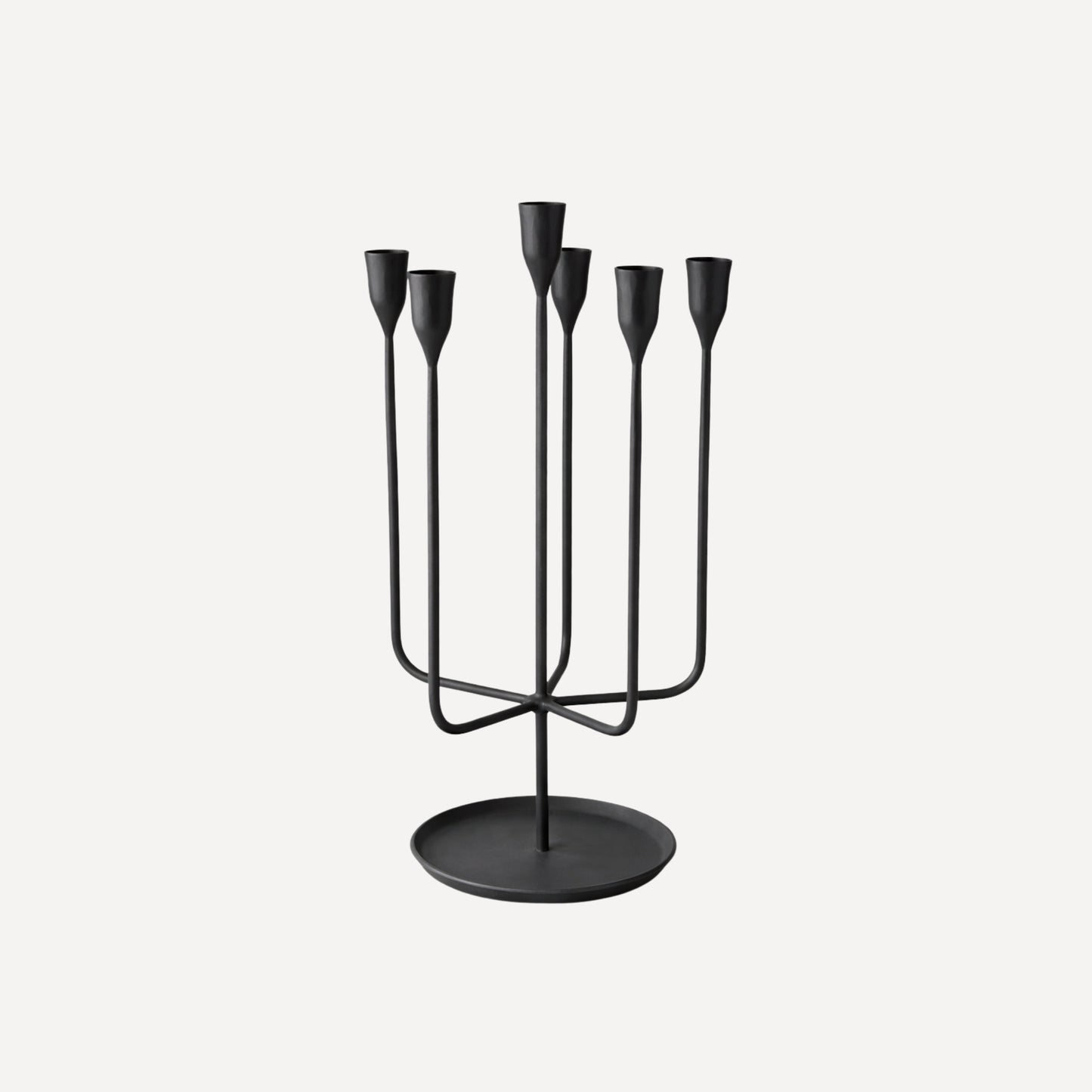 Skulptural Ljusstake med 6 Hållare i Svart Järn