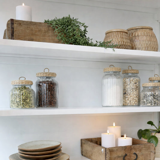 Vitrinskåp Vintage Vit med 4 Dörrar & Hyllor | Marseille