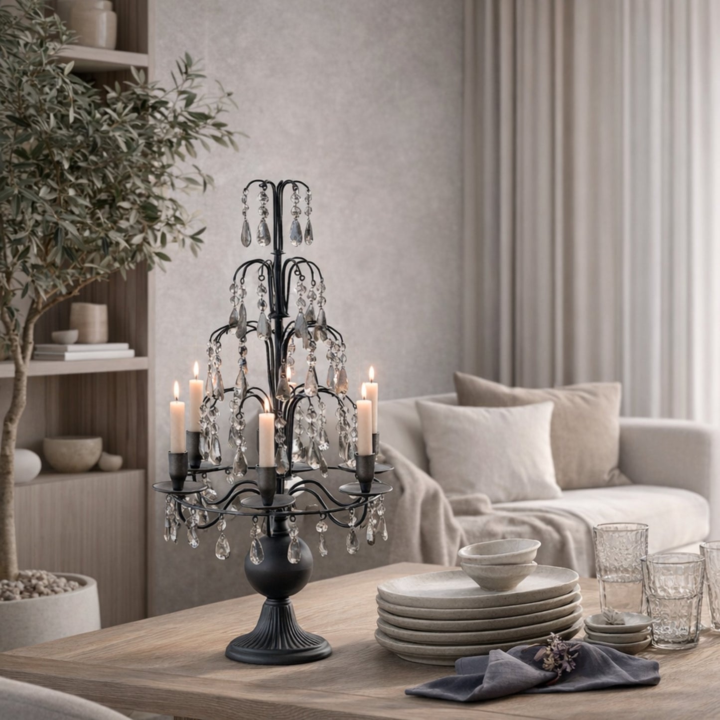 Exklusiv Ljusstake med Prismor (Vintage)