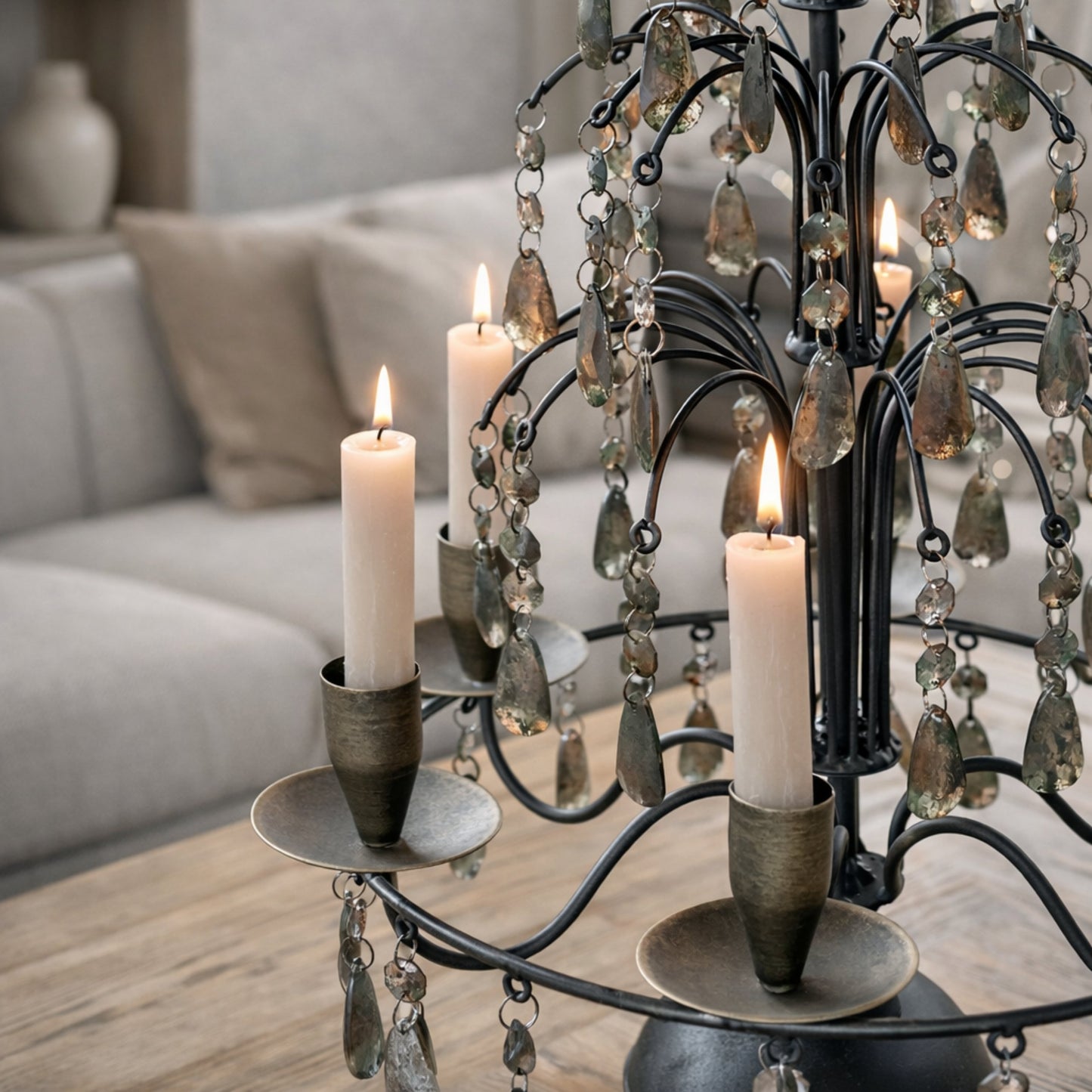 Exklusiv Ljusstake med Prismor (Vintage)