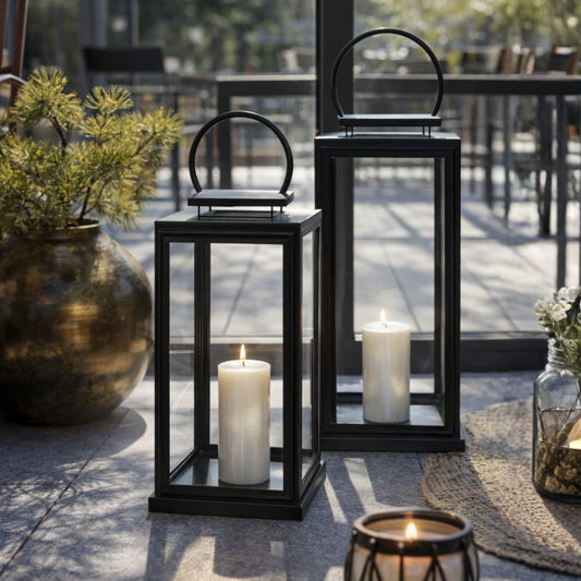 Stor Lykta i Svart Metall 70 cm  | Clinton