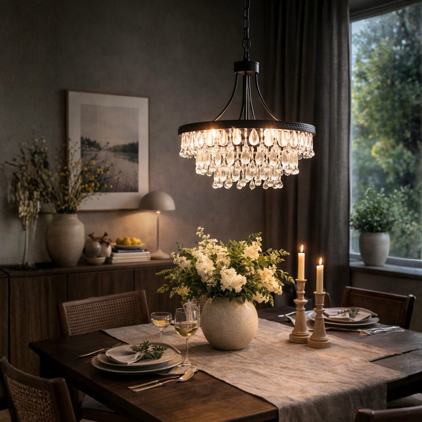 Ljuskrona med Droppformade Glasprismor | Versailles
