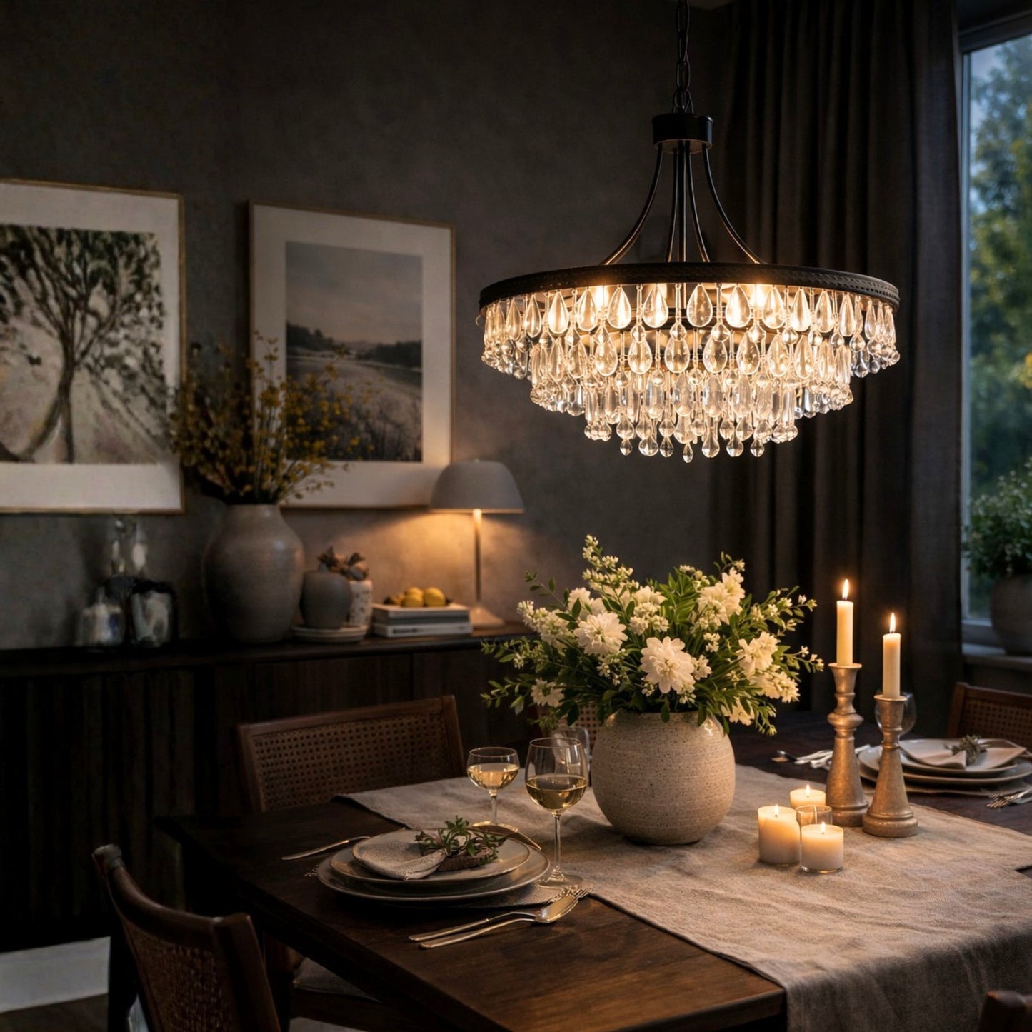 Ljuskrona med Droppformade Glasprismor | Versailles