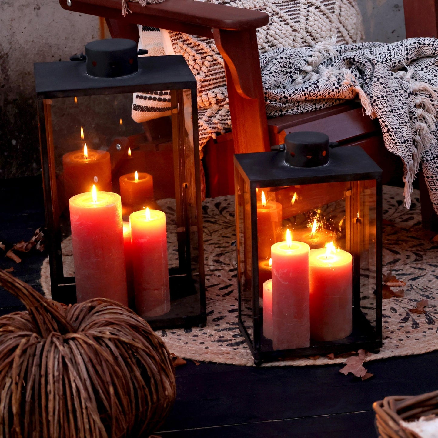 Chic Antique – Lanternor i Järn & Glas, Set om 2 (Vintage Svart)