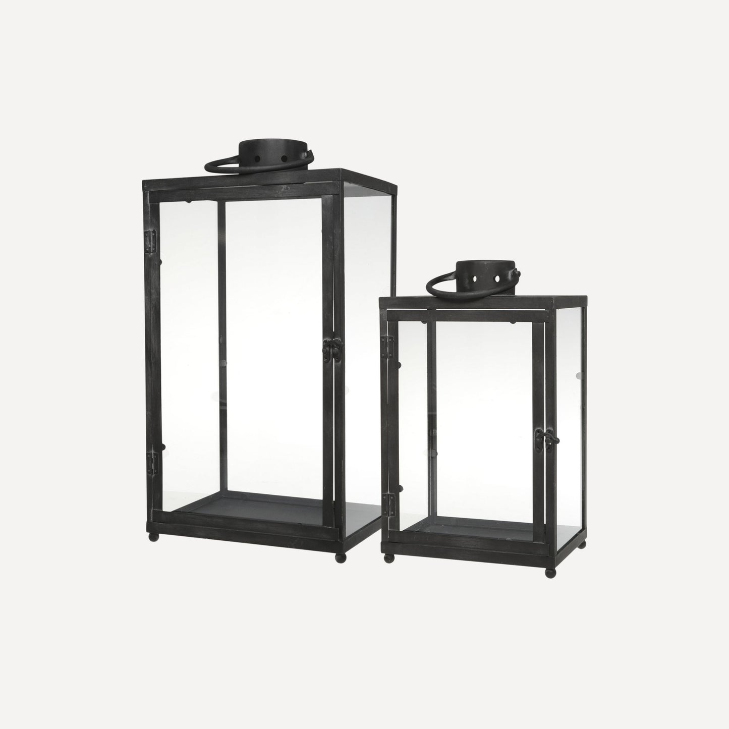 Chic Antique – Lanternor i Järn & Glas, Set om 2 (Vintage Svart)