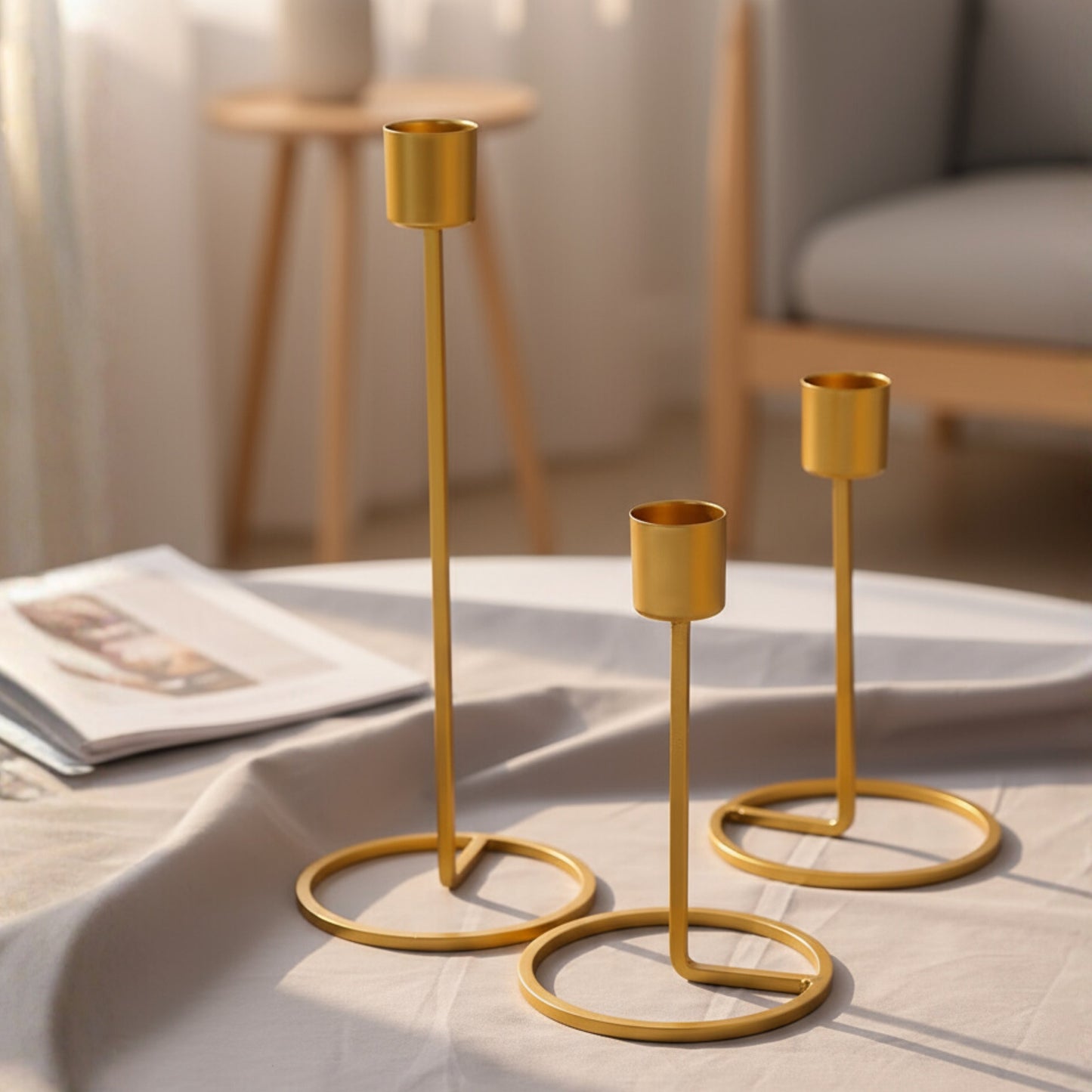 Ljusstake Matt Guld - Skandinavisk Design, 16 cm