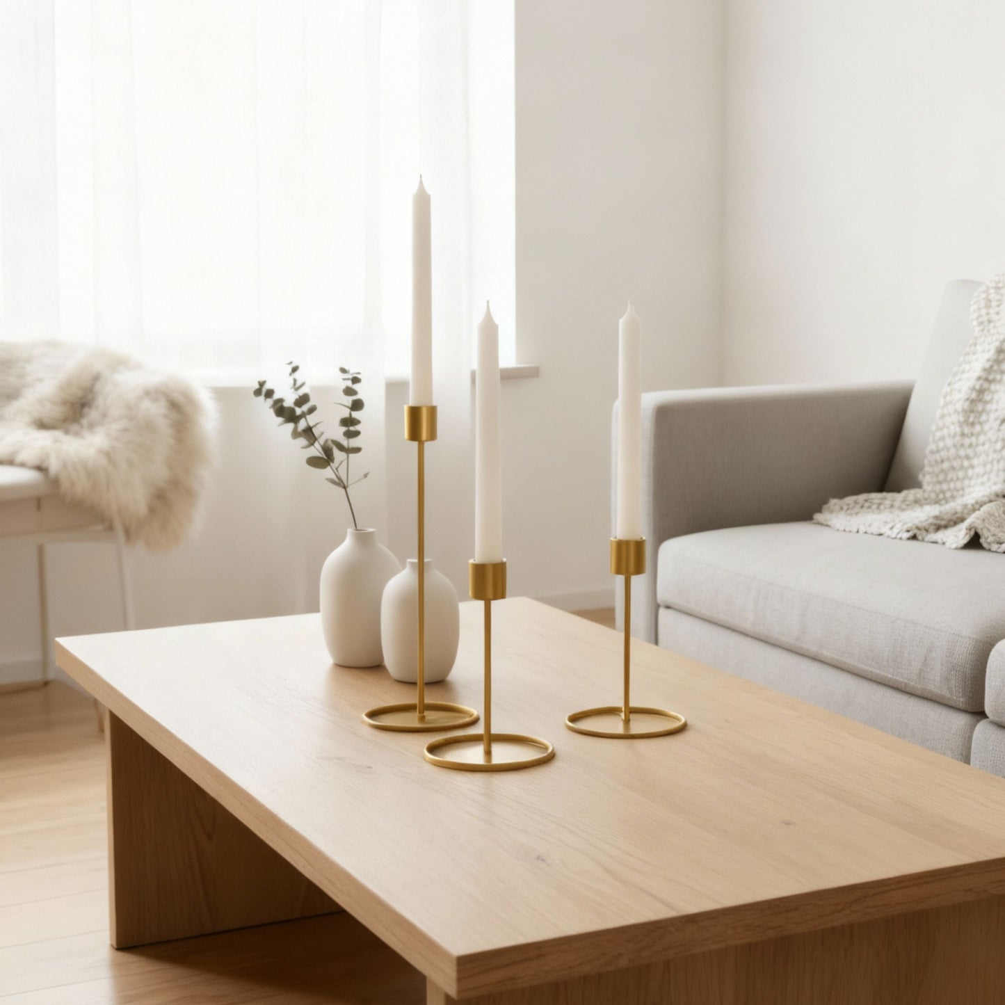 Ljusstake Matt Guld - Skandinavisk Design, 16 cm